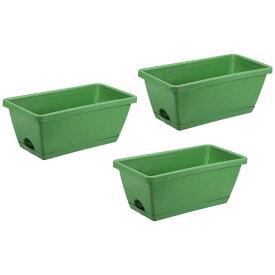 PATIKIL 14.1"x6.7"x5.3" ウィンドウボックスプランター 3個セット プラスチック製 長方形 野菜や花 鉢植え 排水穴とトレイ付き 庭 パティオ 家庭用 ライト緑