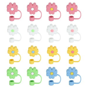 PATIKIL 0.4"/10mm�V���R���X�g���[�J�o�[�L���b�v 16�� ���킢���ԕ��h�o�X�g���[�J�o�[ �ė��p�\�ȃX�g���[�L���b�v 8�F