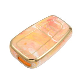 A ABSOPRO キーフォブカバー To yotaに対応 Pr iusに対応 2006-2022に対応 2ボタン磁器パターン ファッション ソフト TPU リモート キーレス スマート キー フォブ ケース 保護シェル オレンジ
