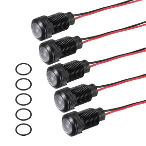 PATIKIL 5�Z�b�g 12mm (15/32) �C���W�P�[�^���C�g 12V-24V AC/DC LED �v���X�`�b�N�� �h�� IP67 �ی^ �M���� 150mm (5.9) �P�[�u���t�� �� �{�[�g�p ���F