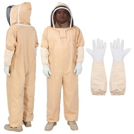 uxcell ビースーツ 男性女性用 L 養蜂スーツ 衣装 ベールフードとグローブ付き 裏庭 プロと初心者の養蜂家用