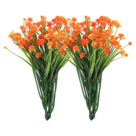 uxcell 人工の花の頭 プラスチック製のミニピオニー植物 オレンジレッドの人工のハイドランジアの偽の花 屋内外の庭や家用 6個入りパック &#10;&#10;個