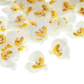 PATIKIL 70 mm 人工的な蘭の花ヘッズ 80個 シルク胡蝶蘭 フェイク胡蝶蘭ヘッズ 結婚式 花束 装飾 DIY クラフト作成用 ホワイト