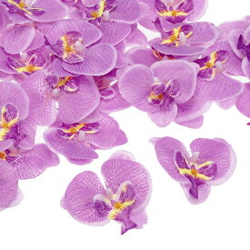 PATIKIL 70 mm 人工的な蘭の花ヘッズ 80個 シルク胡蝶蘭 フェイク胡蝶蘭ヘッズ 結婚式 花 花束 装飾 DIY クラフト作成用 ライトパープル