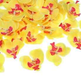 PATIKIL 70 mm 人工的な蘭の花ヘッズ 80個 シルク胡蝶蘭 フェイク胡蝶蘭ヘッズ 結婚式 花 花束 装飾 DIY クラフト作成用 イエロー