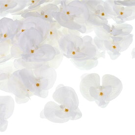 PATIKIL 70 mm 人工的な蘭の花ヘッズ 80個 シルク胡蝶蘭 フェイク胡蝶蘭ヘッズ 結婚式 花 花束 装飾 DIY クラフト作成用 ホワイト