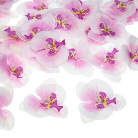 PATIKIL 100 mm 人工的な蘭の花ヘッズ 40個 シルク胡蝶蘭 フェイク胡蝶蘭ヘッズ 結婚式 花 花束 装飾 DIY クラフト作成用 ホワイト パープル