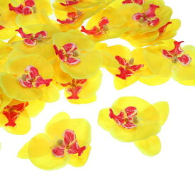 PATIKIL 100 mm 人工的な蘭の花ヘッズ 40個 シルク胡蝶蘭 フェイク胡蝶蘭ヘッズ 結婚式 花 花束 装飾 DIY クラフト作成用 イエロー