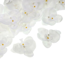 PATIKIL 100 mm 人工的な蘭の花ヘッズ 40個 シルク胡蝶蘭 フェイク胡蝶蘭ヘッズ 結婚式 花 花束 装飾 DIY クラフト作成用 ホワイト