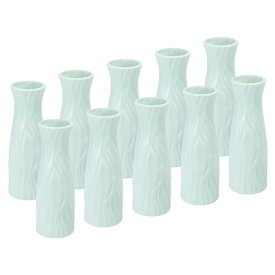 PATIKIL 花瓶 10個入り プラスチック花瓶 花用背の高い小さな花瓶 セラミックルックテーブルセンターピース ホームルームの装飾用 緑