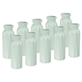 PATIKIL 花瓶 10個入り プラスチック花瓶 背の高い小さな花瓶 セラミックルックテーブルセンターピース ホームルームの装飾用 緑