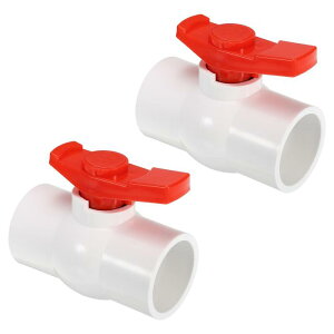 PATIKIL 50mm ID �{�[���o���u 2���� PVC �\�P�b�g�^�C�v�̃V���b�g�I�t�o���u ��]���₷���n���h���Ő������� �z���C�g/���b�h