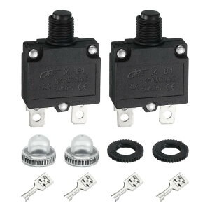 uxcell 2PCS 8A �T�[�}���T�[�L�b�g�u���[�J�[�A125/250V AC�A32V DC �蓮�ċN���v�b�V���{�^���ߕ��וی�� �h���{�^���L���b�v�t���N�C�b�N�R�l�N�^�[�q�AX-B1