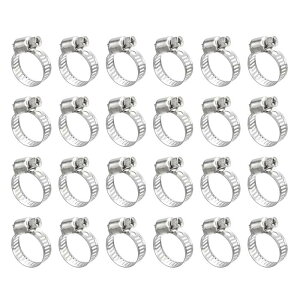 uxcell �E�H�[���z�C�[���z�[�X�J�t 13 mm - 19mm �����\ �X�e�����X�| �z�[�X�N�����v Duct Clamp �z�[�X �z�� �X���[�u �R���z�ǂ̌Œ�Ɏg�p 24����
