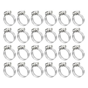 uxcell �E�H�[���z�C�[���z�[�X�J�t 16mm - 25mm �����\ �X�e�����X�| �z�[�X�N�����v Duct Clamp �z�[�X �z�� �X���[�u �R���z�ǂ̌Œ�Ɏg�p 24����