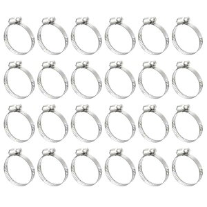 uxcell �E�H�[���z�C�[���z�[�X�J�t 25mm - 38mm �����\ �X�e�����X�| �z�[�X�N�����v Duct Clamp �z�[�X �z�� �X���[�u �R���z�ǂ̌Œ�Ɏg�p 24����