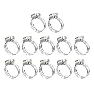 uxcell �E�H�[���z�C�[���z�[�X�J�t 16mm - 25mm �����\ �X�e�����X�| �z�[�X�N�����v Duct Clamp �z�[�X �z�� �X���[�u �R���z�ǂ̌Œ�Ɏg�p 12����