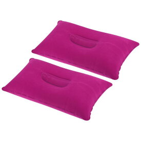 PATIKIL インフレータブル枕 2個 四角形 超軽量 キャンプ旅行用枕 デスクレスト ネックサポート ハイキング バックパッキング オフィス用 ピンク