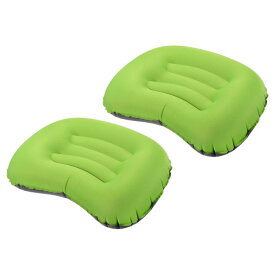 PATIKIL インフレータブル枕 2個 大きい 43 x 32 cm 超軽量 キャンプ旅行用枕 デスクレストクッション 睡眠枕 ハイキング バックパッキング オフィス用 緑色