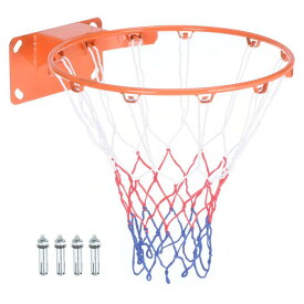 PATIKIL 457 mmバスケットボールのリム交換 バックボード取り付け 最大耐荷重308ポンド 標準吊り下げサイズ バスケットボールフープの交換 屋内および屋外用 ソリッドスチール オレンジ