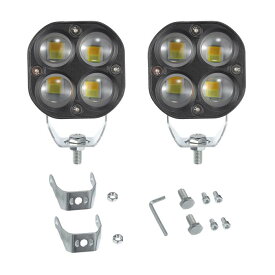 ACROPIX LEDオフロードライト 運転用フォグランプ オフロード ピックアップ トラック ATV SUV用 76mm 40W 12-24V 金属 ホワイト イエローライト 2個