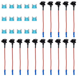 ACROPIX ユニバーサル 回路追加12V ロープ ロファイルミニヒューズタップ ホルダー アダプター 15個15A APSブレードタイプヒューズ付き プラスチック ブルー 1セット