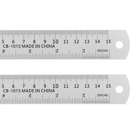 uxcell スチールルーラー　15cmメートル法英語定規　換算表付き　小さな金属定規セット　直定規ミリ定規測定ツール　測量図面用　2個入り
