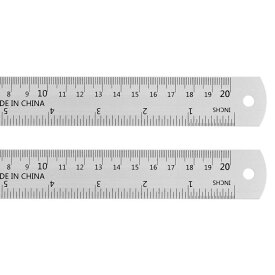 uxcell スチールルーラー　20cmメートル法英語定規　換算表付き　小さな金属定規セット　直定規ミリ定規測定ツール　測量図面用　2個入り