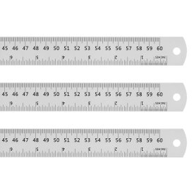 uxcell スチールルーラー 60cmメートル法英語定規　換算表付き　小さな金属定規セット　直定規ミリ定規測定ツール　測量図面用　3個入り