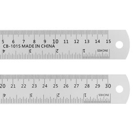uxcell スチールルーラー　15cm & 30cmメートル法英語定規　変換表付き金属定規セット　直定規ミリ定規測定ツール　測量図面用　2個入り