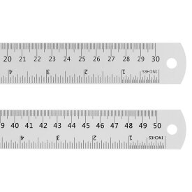 uxcell スチールルーラー　30cm & 50cmメートル法英語定規　変換表付き金属定規セット　直定規ミリ定規測定ツール　測量図面用　2個入り