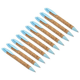 PATIKIL 小麦ストローペン 黒インク コルク リサイクル ミディアムポイント ボールペン 優れたグリップ付き事務用品 ブルー 20個