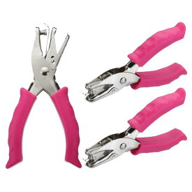 PATIKIL 6 mm 単穴パンチ 3個 手持ち式穴あけ器 ソフトグリップ付き 金属製ペーパーパンチャ タグ DIY クラフト スクラップブック チケット用 レッド