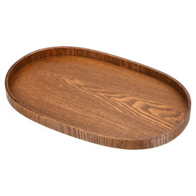 PATIKIL 木製サービングトレイ 38.5 x 24.5 cm 楕円形飾り皿 家庭 装飾 台所 テーブル キャンドルホルダー用 ブラウン