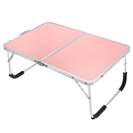 PATIKIL 折りたたみデスク ピクニックテーブル 折りたたみテーブル 携帯しやすい 食事 読書 仕事 ベッド用 ソファ用 ピンク