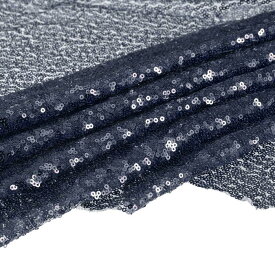 uxcell スパンコール生地 ベルベット生地 メッシュ生地 光沢 スパンコール生地の縫製 クラフト服の装飾用 ネイビーブルー 3.6 M長さ 130 cm幅