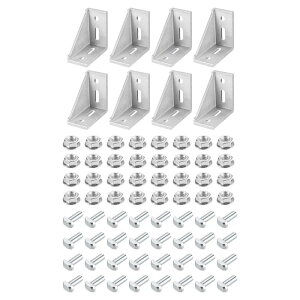 uxcell �C���T�C�h�R�[�i�[�u���P�b�g�K�Z�b�g�L�b�g 77x77x40 mm 4080�A���O���R�l�N�^ ���[���b�p4040/4080�V���[�Y�A���~�v���t�@�C���p �V���o�[ 32 x �Z�p�t�����W�i�b�g��T�X���b�g�l�W 8�Z�b