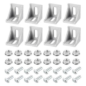 uxcell �C���T�C�h�R�[�i�[�u���P�b�g�K�Z�b�g�L�b�g 38 x 38 x 35 mm 4040�A���O���R�l�N�^ 4040�V���[�Y�A���~�v���t�@�C���p �V���o�[ 16 x �Z�p�t�����W�i�b�g��T�X���b�g�l�W 8�Z�b�g