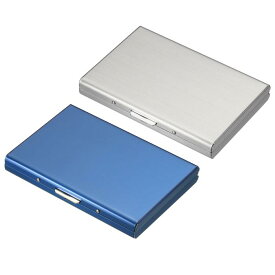 PATIKIL RFIDカードホルダー 2個 メタルウォレット ステンレス鋼 ビジネスカードホルダー スリムケース 女性 男性用 ブルー ブラッシュド シルバー