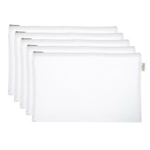 PATIKIL メッシュバッグ 5個 A4サイズ ペンケース ナイロン 化粧ジッパーメッシュバッグ トラベルトイレタリー収納ポーチ ホームオフィス用 ホワイト