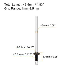 uxcell uChxbg 3.2 mm x 6.4 mm iC xbgt@Xi[ op[g ple[i[p ubN 25