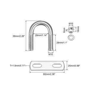 uxcell EhU{g 29 mm 58 mm M10 304XeX| UNv{g ibgbV[ƃv[gt {[gg[[p