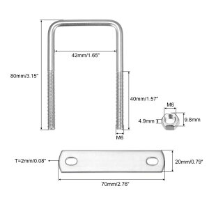 uxcell pU{g 42 mm 80 mm M6 304XeX| UNv{g ibgƃv[gt {[gg[[p