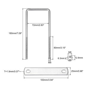 uxcell pU{g 72mm 180mm M8 304XeX| UNv{g ibgƃv[gt {[gg[[p