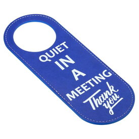 PATIKIL 静かな会議 ドアハンガーサイン 1個 PUレザー 両面 ドアノブプライバシーサイン オフィスホームミーティング用 ブルー