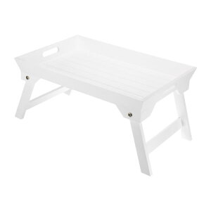 PATIKIL 48 x 32x24cm 朝食トレイテーブル ベッドトレイ ローテーブル 折り畳み 携帯しやすい 木製 ラップトップスナックデスク 食事用 ホワイト