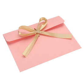 PATIKIL 封筒 招待状エンベロープ ビジネス封筒 25枚入り リボン付き 結婚式グリーティングカード用 ピンク