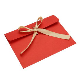 PATIKIL 封筒 25枚入り 招待状エンベロープ ビジネスエンベロープ リボン付き 結婚式グリーティングカード用 レッド