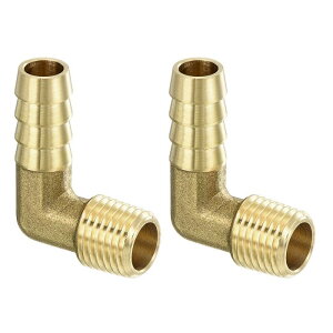 uxcell �^�J�z�[�X�o�[�u�G���{�[�t�B�b�e�B���O2�� 3/8" Barbx1/4" N PT ���X 90�x�^�J�o�[�u�p�C�v�t�B�b�e�B���O ���R����C�p