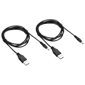 uxcell USBケーブル 電源コード 充電ケーブルプラグ USBオス-DC 3.5 x 1.35 mmオス ナイトライト用 ミニファン用 150cm ブラック 2本入り